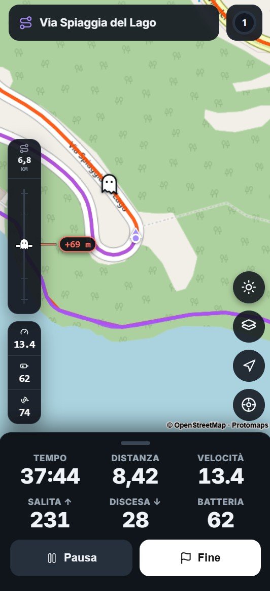 Veloce — mappa e telemetria durante un giro