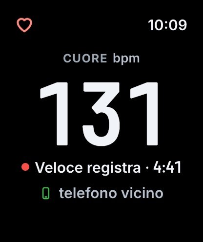 Veloce su Apple Watch: il battito, mentre l'iPhone registra il giro
